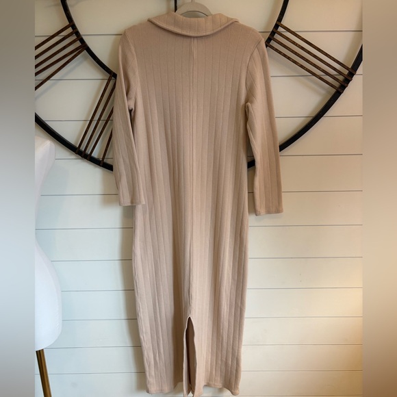 FREE PEOPLE Boho Lazy Days Body-con Maxi Dress in Creamy Cotton Spandex Rib Knit - Picture 8 of 13